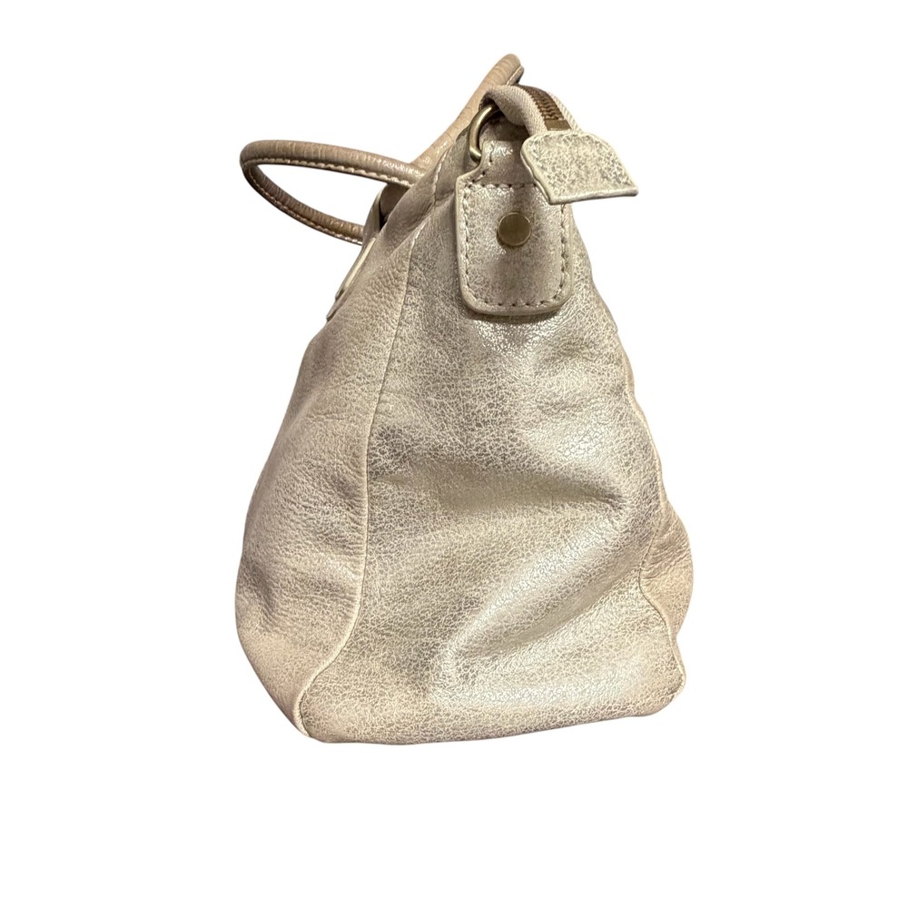HOBO Shelia Metallic Champagne Gold Green Tint Leather Satchel Handbag - Picture 4 of 16